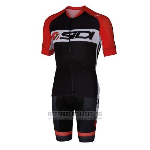 2016 Fahrradbekleidung Castelli SIDI Shwarz und Rot Trikot Kurzarm und Tragerhose